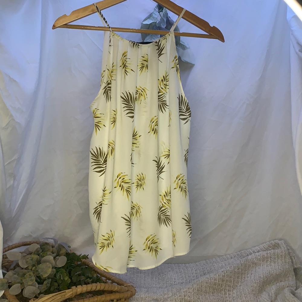 Alice Blue Palm Leaf Tank Top
